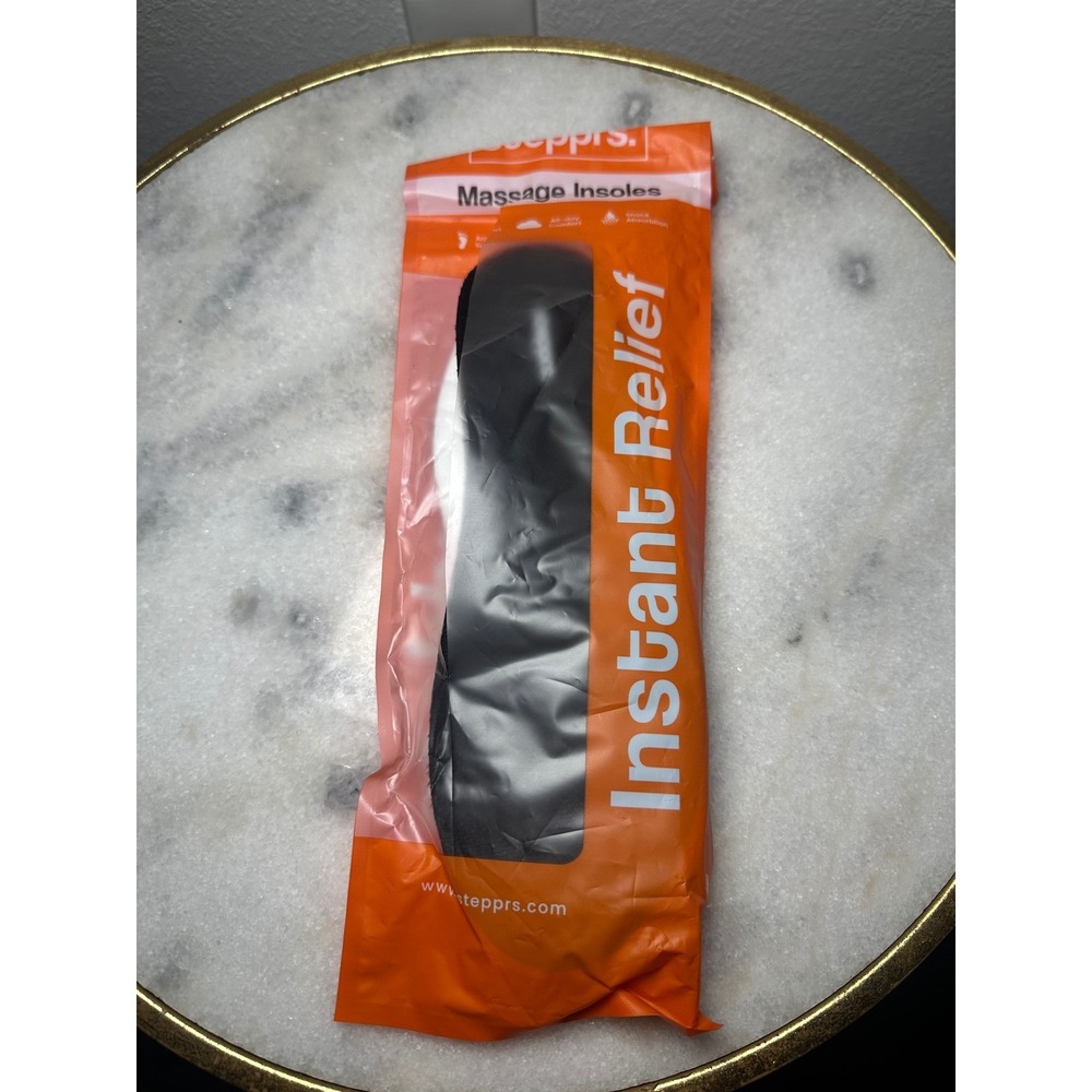 Stepprs Massage Insoles Black White US Men 7 Women 8 Instant Relief Shock Absorb